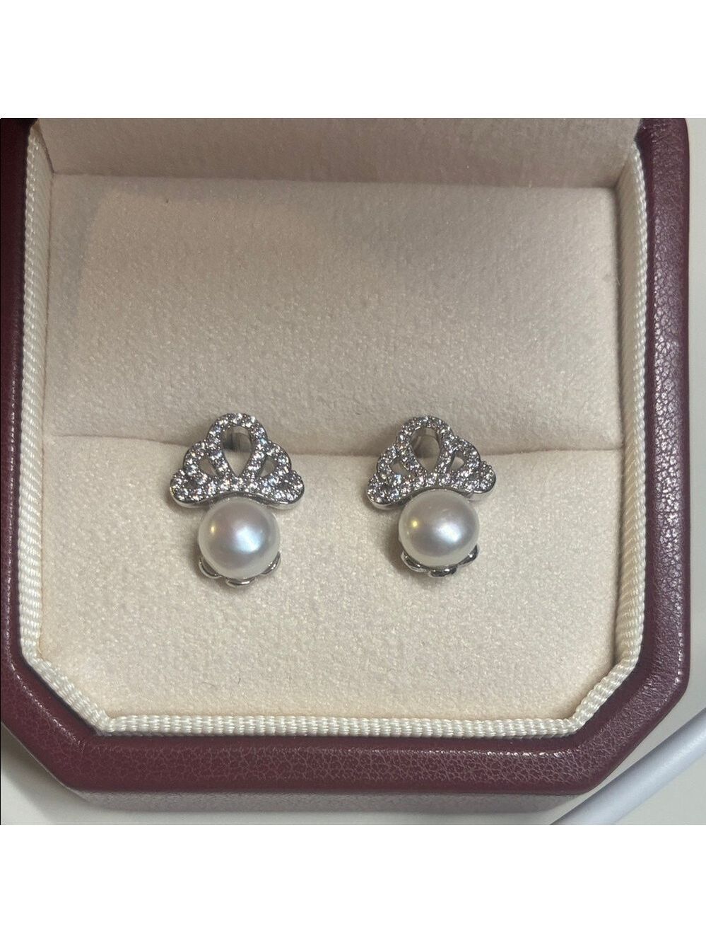 Silver and Pearl Stud Earrings